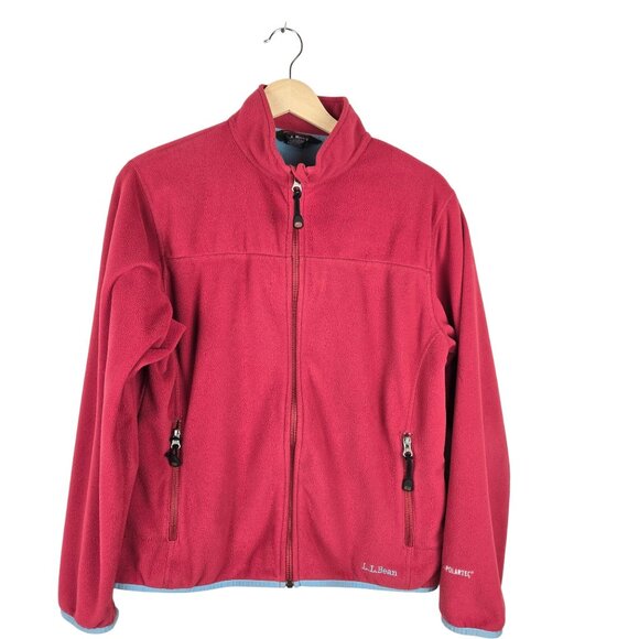 LL‎ Bean Fleece Zip Up Jacket Women S Raspberry Pink Polartec Outdoor Gorpcore - Picture 1 of 12